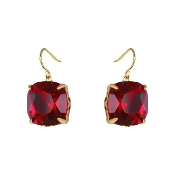 Tory Burch Crystal Hook Drop Earrings - RED with Dust Bag - Picture 3 of 6
